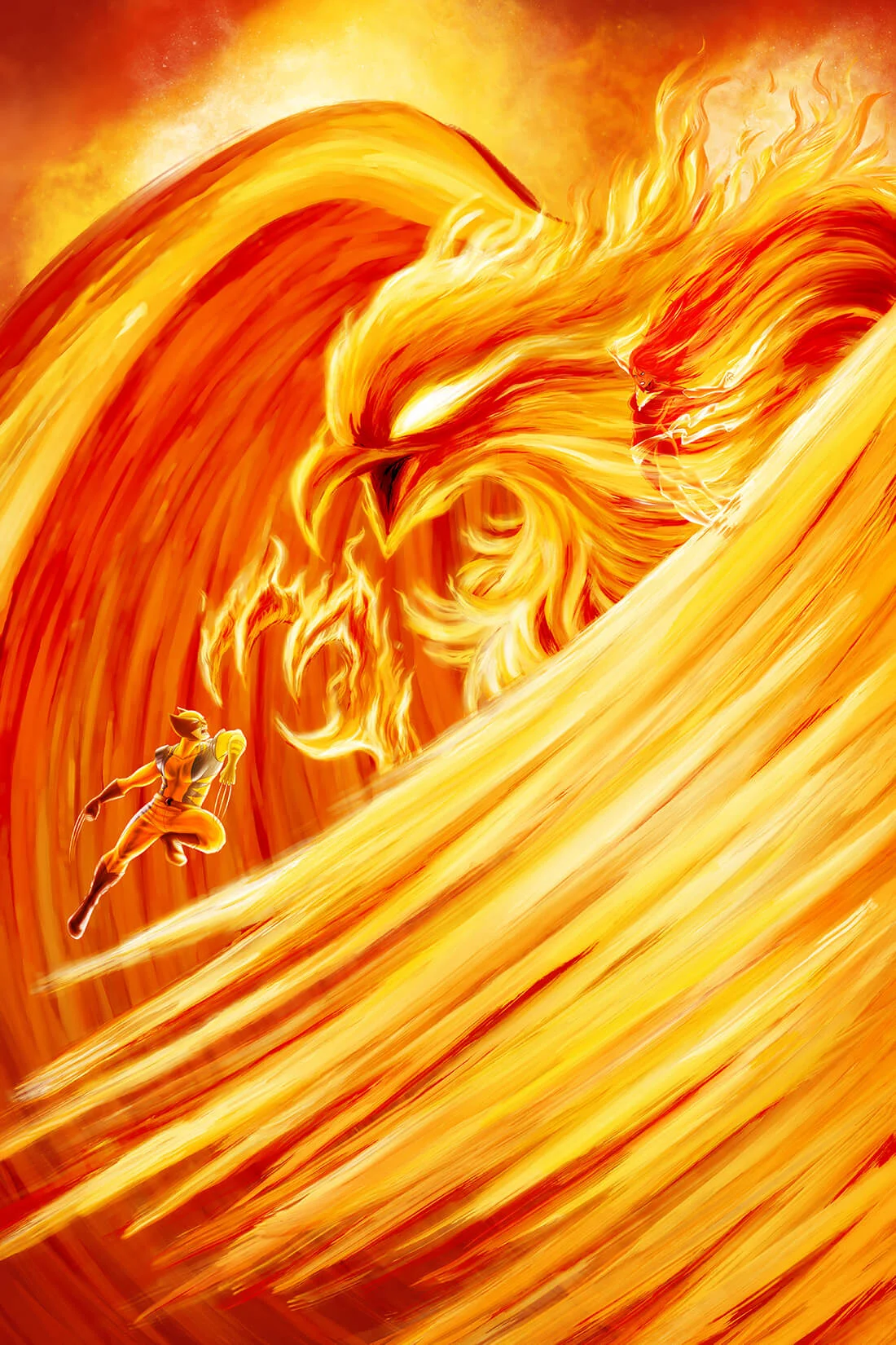 014 Wolverine vs Dark Phoenix Art by Emily Rocha